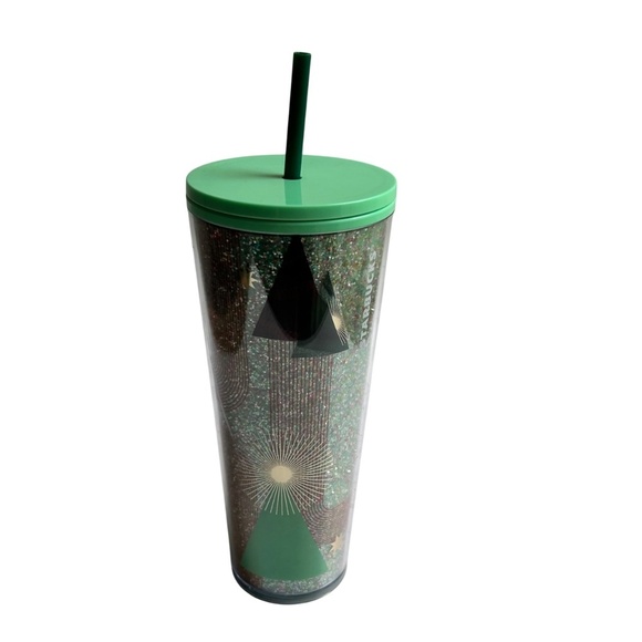 NWT Starbucks 2020 Glitter Christmas Tree 24 oz Tumbler - Picture 2 of 9